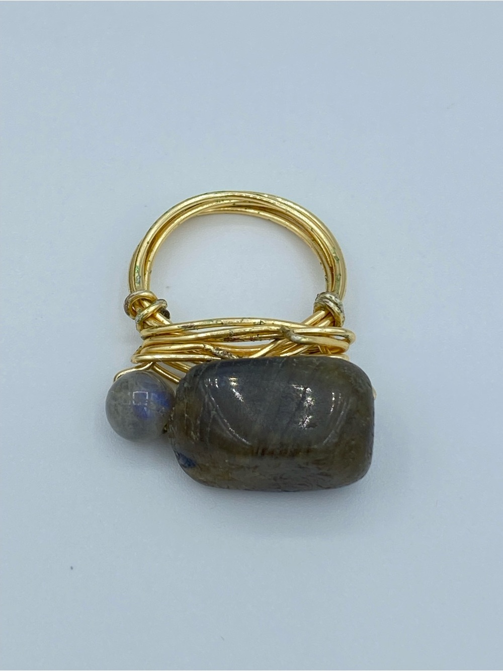 Labradorite Gemstone & Moonstone Wrap Ring